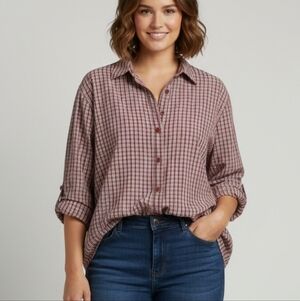 Flannel Women's 2xl 'Two Twenty' Burgundy Plaid Shirt Cottagecore Grandpa